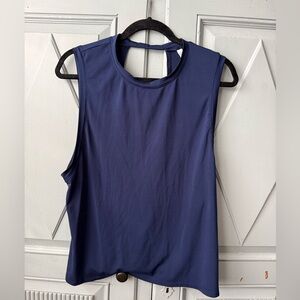 Fabletics Navy Blue Open Back-cross Tank Top